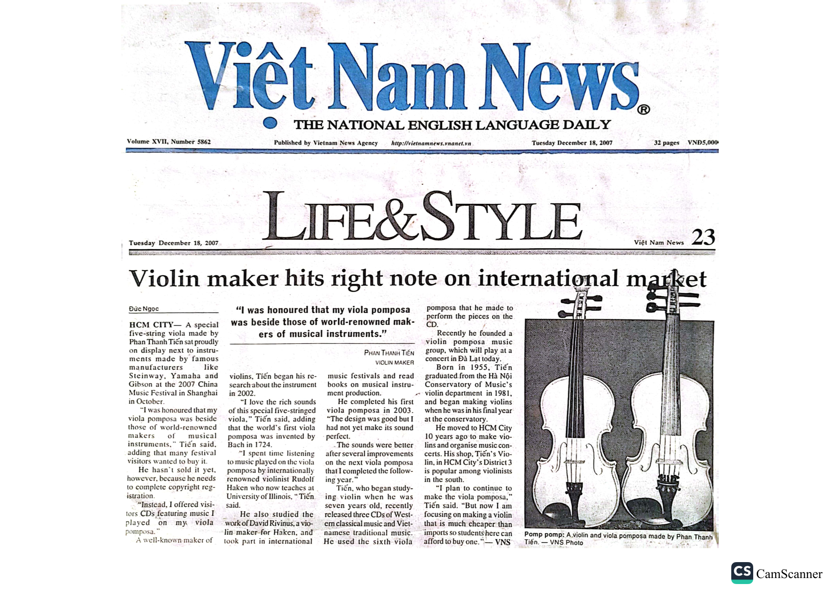 Violin maker hits right note on international market